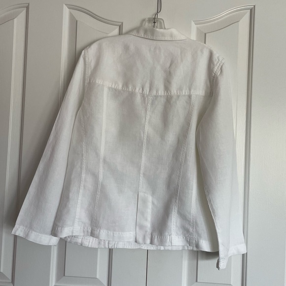 J. Jill White Linen Jacket Shacket Chore Field Blazer Size M EUC - Picture 2 of 7